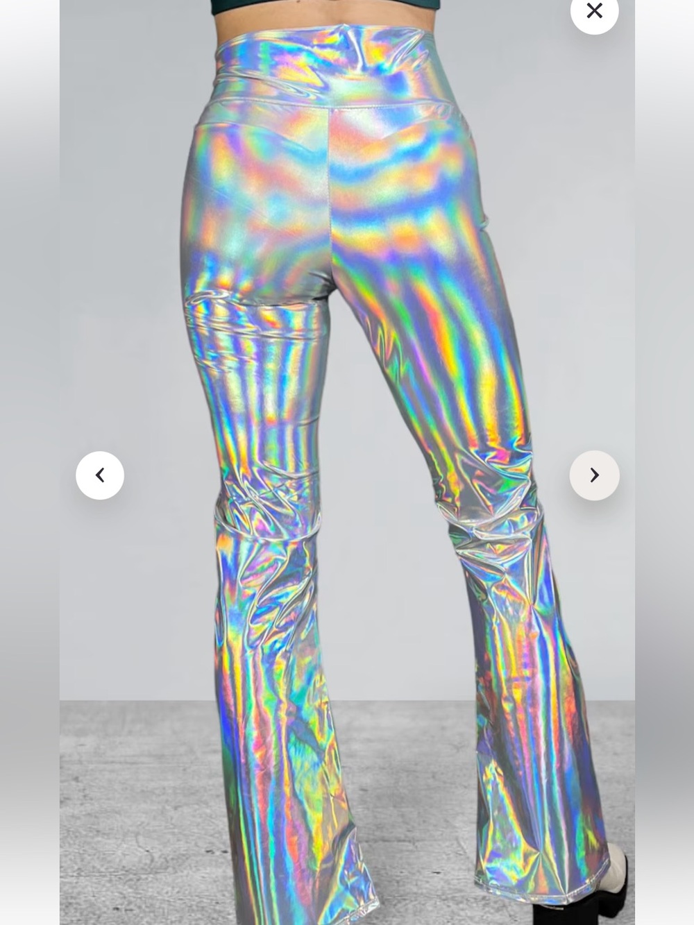 Holographic Silver Flared Leggings